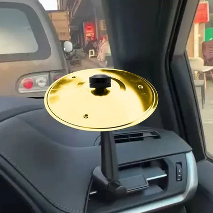 Gold-colored musical saucer car crash cymbal alloy air vent drum with black knob and adjustable clip-on clamp