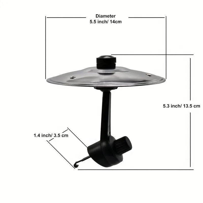 Stainless steel lid with black plastic handle and knob for musical saucer car crash cymbal alloy air vent drum