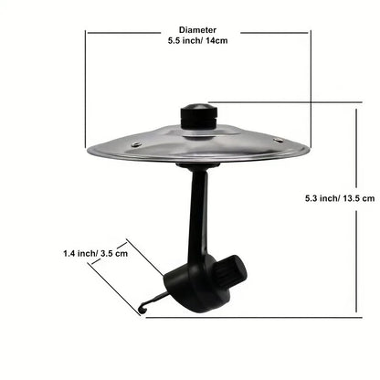Stainless steel lid with black plastic handle and knob for musical saucer car crash cymbal alloy air vent drum