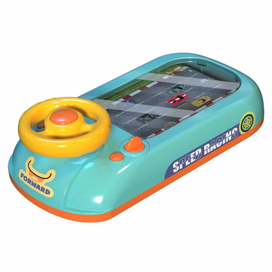 Musical steering wheel toddler simulated driving toy car game in teal and orange with sound interactive educational features