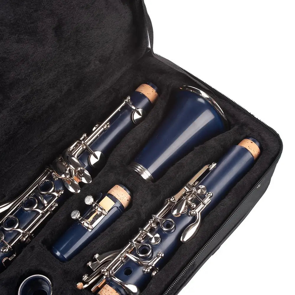 Deep blue naomi abs clarinet bb cupronickel with silver keys and cork joints in black case with screwdriver woodwind instrument