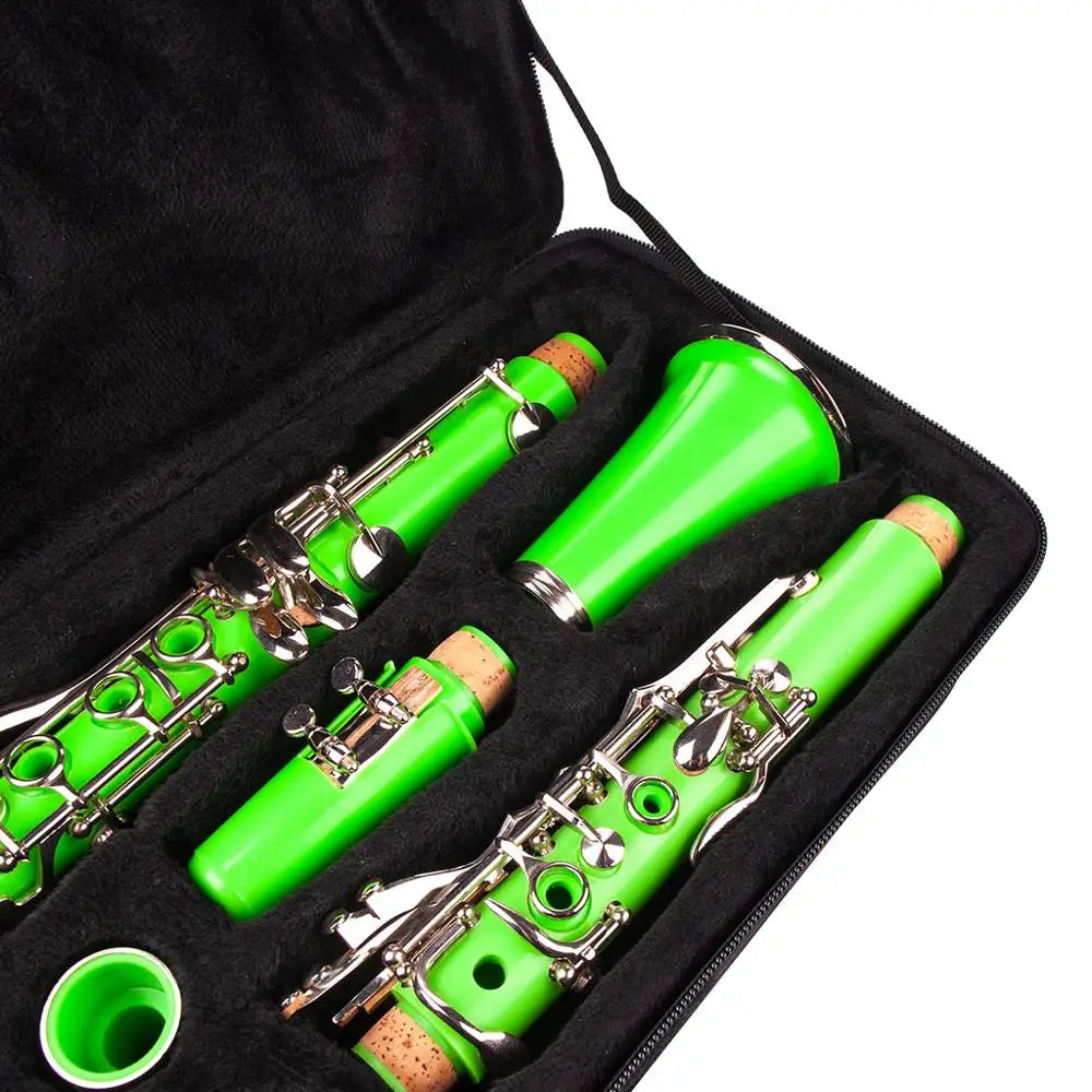 Vibrant green naomi abs clarinet bb cupronickel with silver keys in black case with screwdriver woodwind instrument