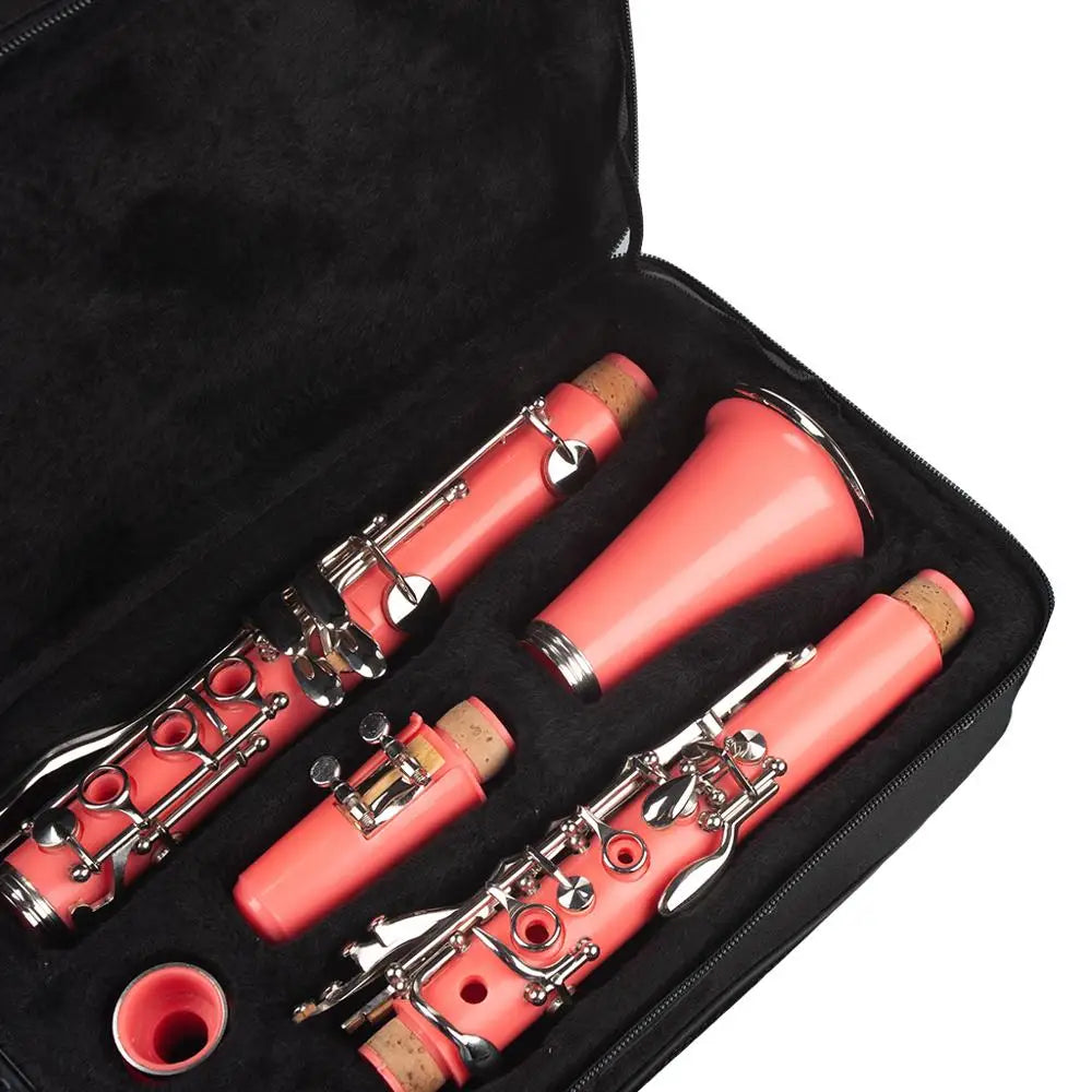 Coral-colored naomi abs clarinet bb cupronickel with silver keys and cork joints in black case with screwdriver woodwind instrument