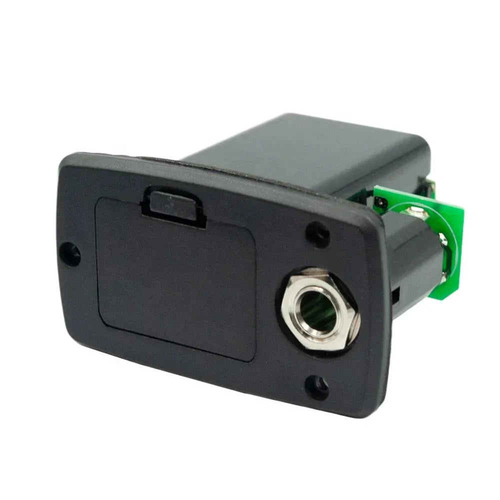 Black plastic guitar jack input module with silver socket and green circuit board for Naomi Joyo band captador lcd accessories