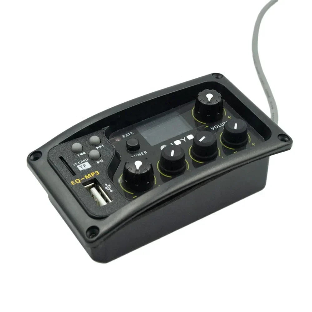 Black plastic naomi joyo eq-mp3 band captador lcd with knobs for volume tone bass treble in function guitar accessories
