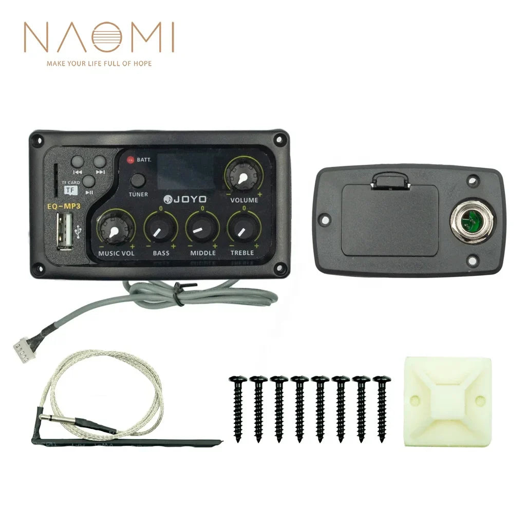 Black rectangular naomi joyo guitar control panel with band captador lcd display and mp3 function guitar accessories