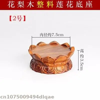 Natural solid wood lotus pedestal with medium brown carved petals for woodcarving buddha guanyin bodhisattva altar table use