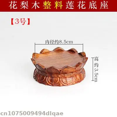 A polished medium brown solid wood lotus base with intricate woodcarving buddha guanyin for bodhisattva altar table
