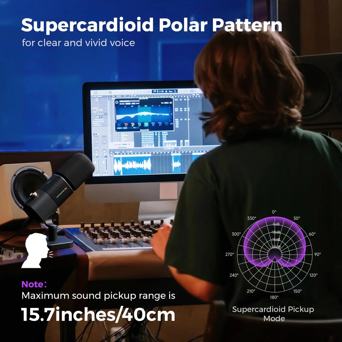 Black nearstream condenser usb am25x condenser microphone with supercardioid pattern on stand for gaming streaming podcast