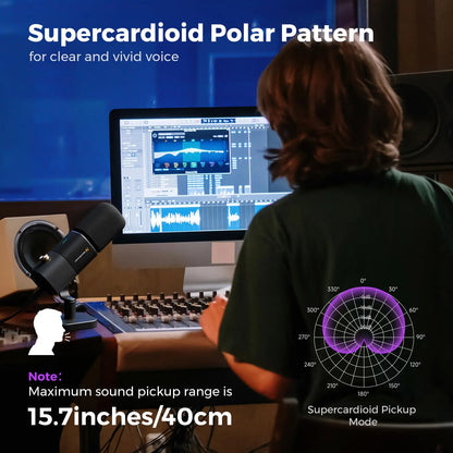 Black nearstream condenser usb am25x condenser microphone with supercardioid pattern on stand for gaming streaming podcast