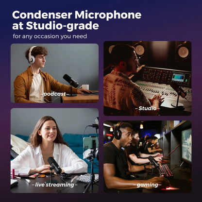Studio-grade nearstream condenser usb am25x condenser microphone with sleek black finish for gaming streaming podcast recording