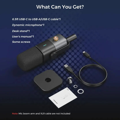 Black nearstream dynamic XLR desktop microphone with matte finish and gold top cap for gaming studio streaming and am15x podcast