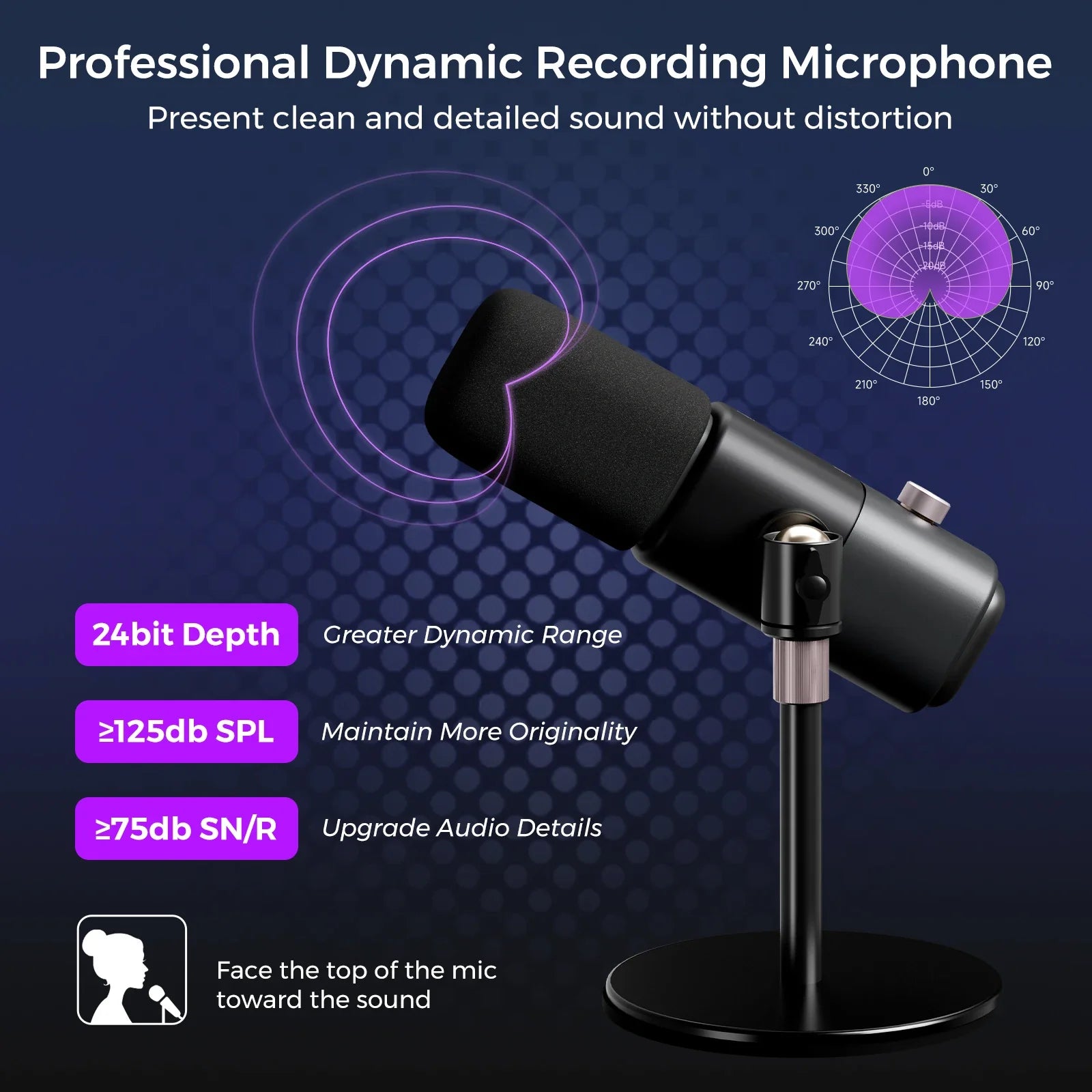 Black nearstream dynamic xlr microphone with foam windscreen for gaming studio streaming and am15x podcast recording