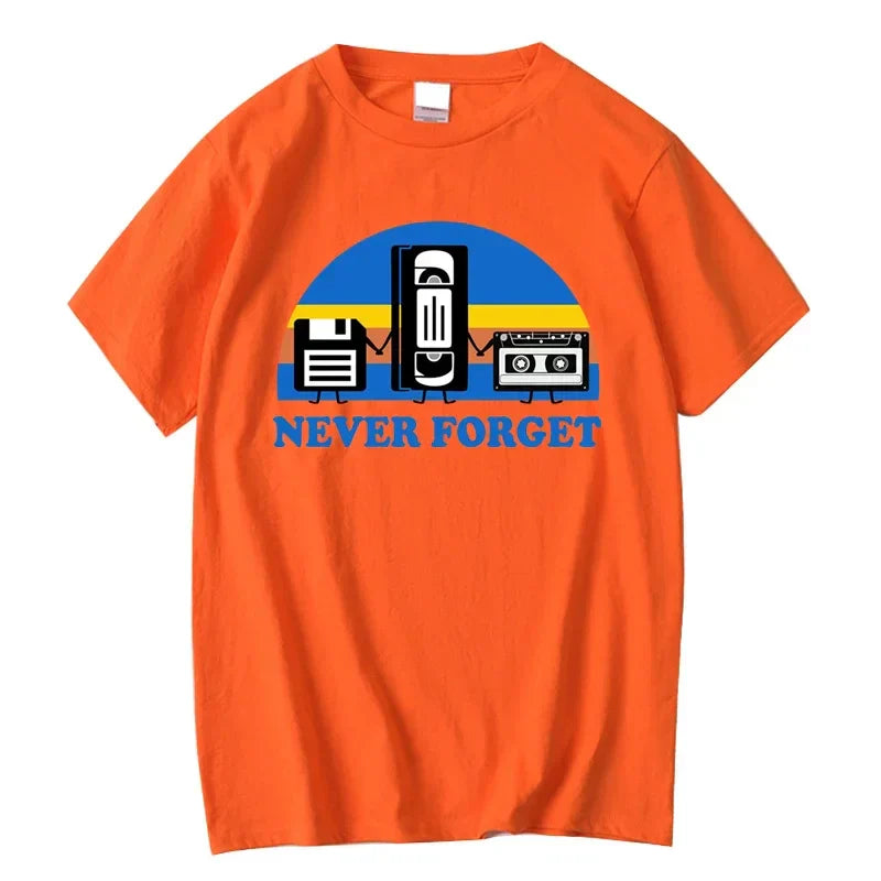 Bright orange 100% cotton loose male tshirt with forget sarcastic graphic and casual breathable short sleeve design