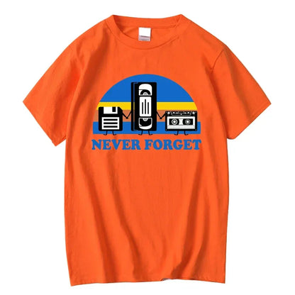 Bright orange 100% cotton loose male tshirt with forget sarcastic graphic and casual breathable short sleeve design
