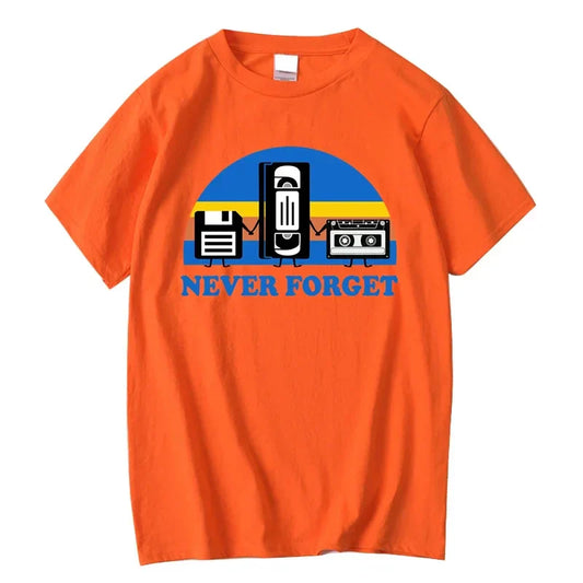 Bright orange 100% cotton loose male tshirt with forget sarcastic graphic and casual breathable short sleeve design