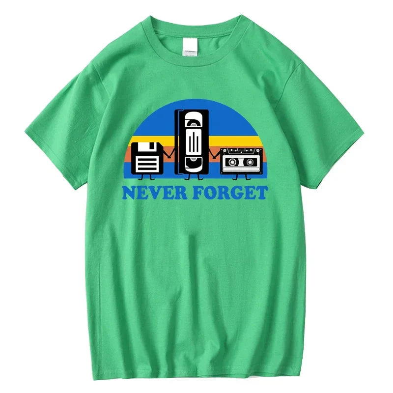 A vibrant green 100% cotton loose male tshirt with a forget sarcastic graphic and casual breathable short sleeve design