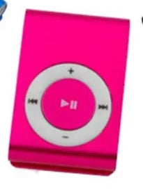 Pink rectangular mini mp3 player with silver circular control buttons support tf card stylish design fashionable portable usb player