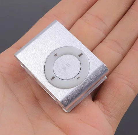 Silver metallic mini mp3 player with circular dial support tf card stylish design fashionable portable usb player