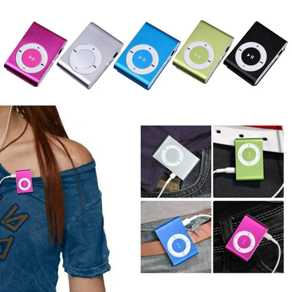 Pink mini mp3 player with circular control pad supports tf card stylish design fashionable portable clip-on usb player