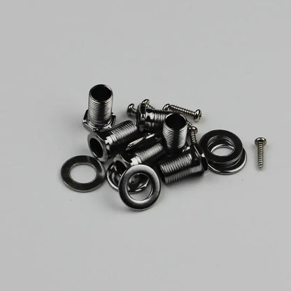 Shiny black metal hardware set with threaded bolts screws and circular washers for new 3r 3l ib tuners machine heads chrome