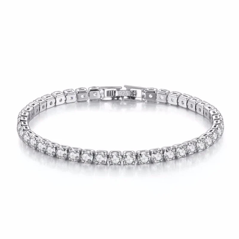 A sleek 925 sterling silver hip hop tennis bracelet rose gold with sparkling cubic zirconia stones for wedding gifts