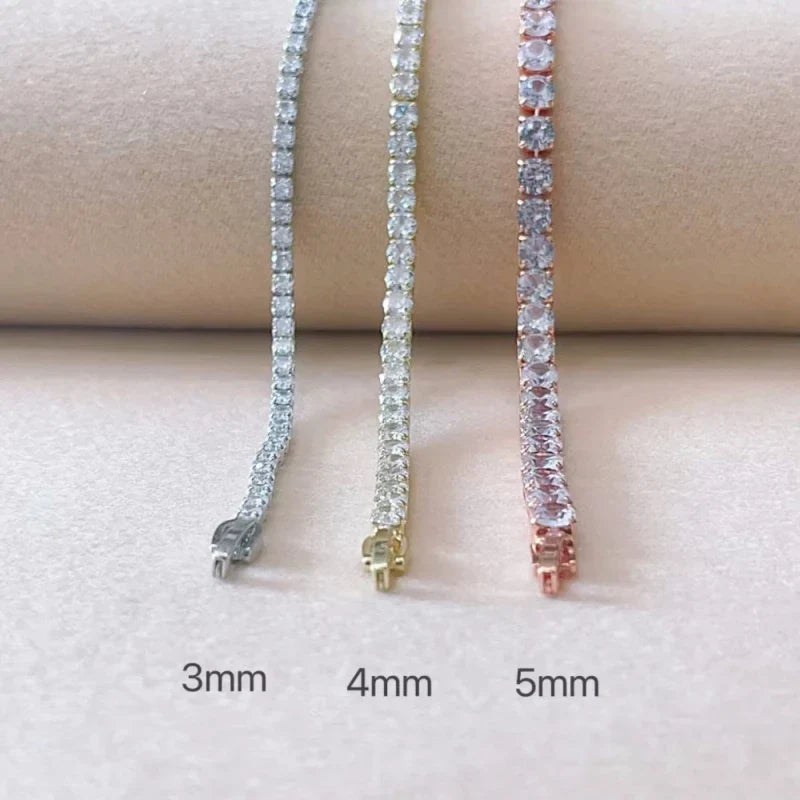 Three tennis bracelets rose gold silver hip hop finishes with shining cubic zirconia wedding jewelry gift designs
