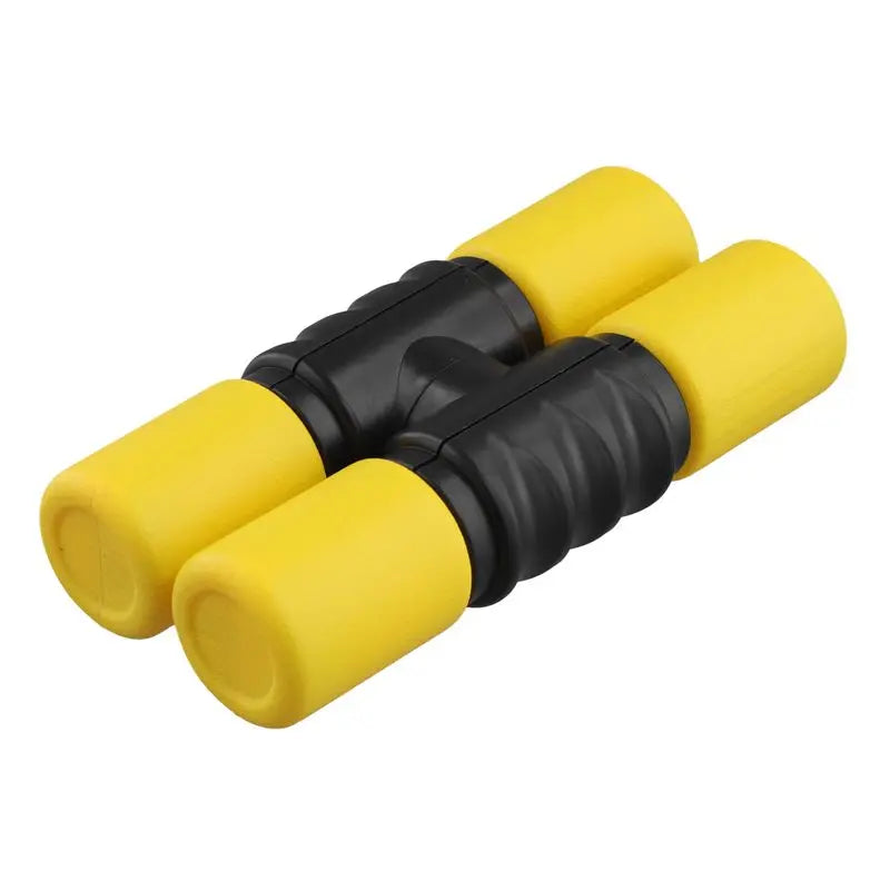 Yellow and black plastic binoculars with textured grip and 1px solid black design for studio band drummers accompaniment
