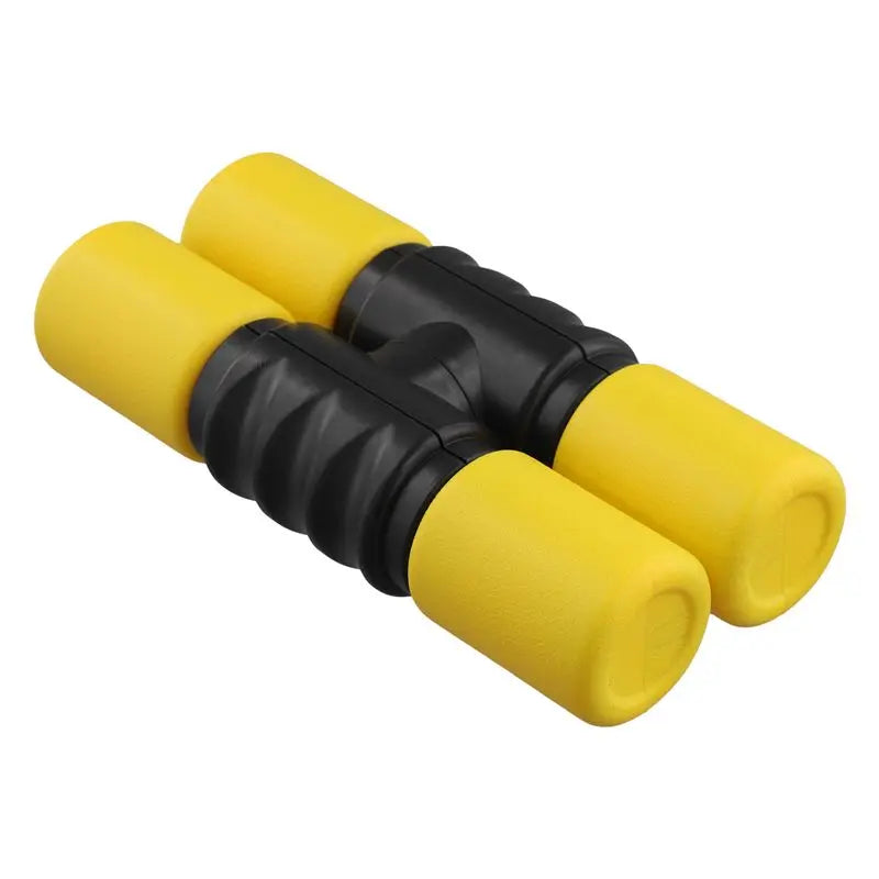 Yellow and black plastic binoculars with textured grip sections featuring 1px solid black accents for studio band use