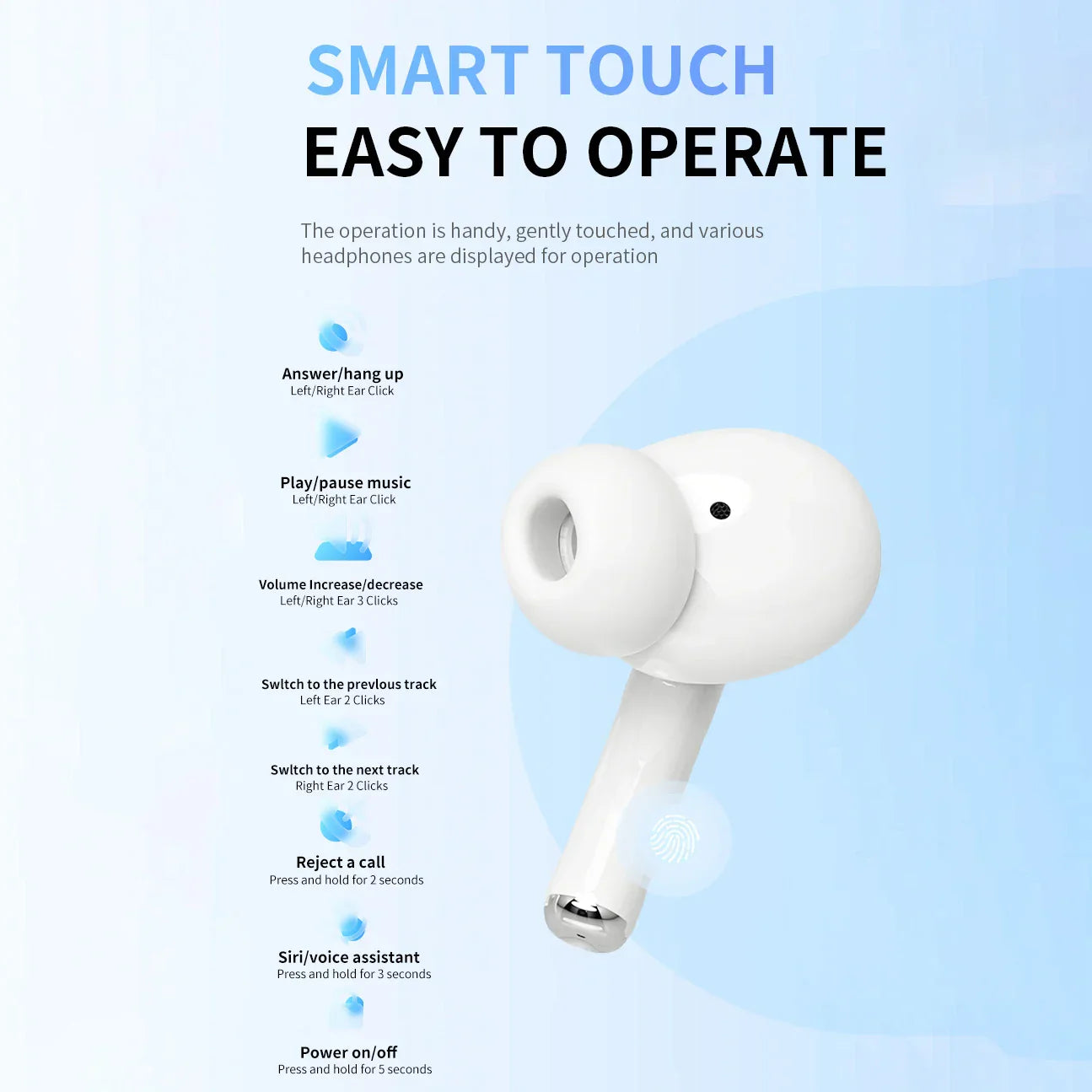 White wireless airs pro tws earbud with ergonomic fit and noise cancelling for hi-fi sound and gaming use