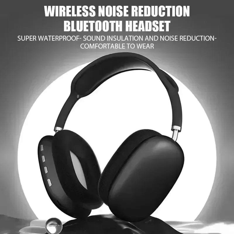 Black over-ear bluetooth wireless headset with mic featuring sleek design and super waterproof for sports gaming and seamless phone connectivity