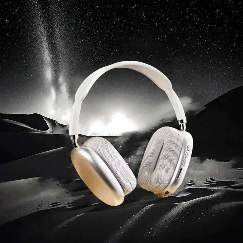 White bluetooth wireless headset with breathable mesh earcups and silver accents designed for sports gaming and seamless phone connectivity