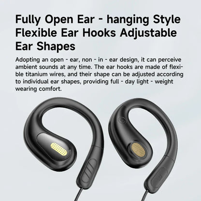 Black clip-on type c and 3.5mm wired headphone 9d surround earbuds sports headsets with flexible titanium wire hooks and gold grilles