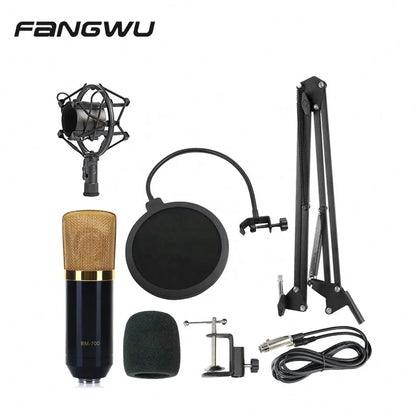 Black and gold bm-700 condenser rap studio microphone with metal mesh grille for high signal noise ratio use from beat music store