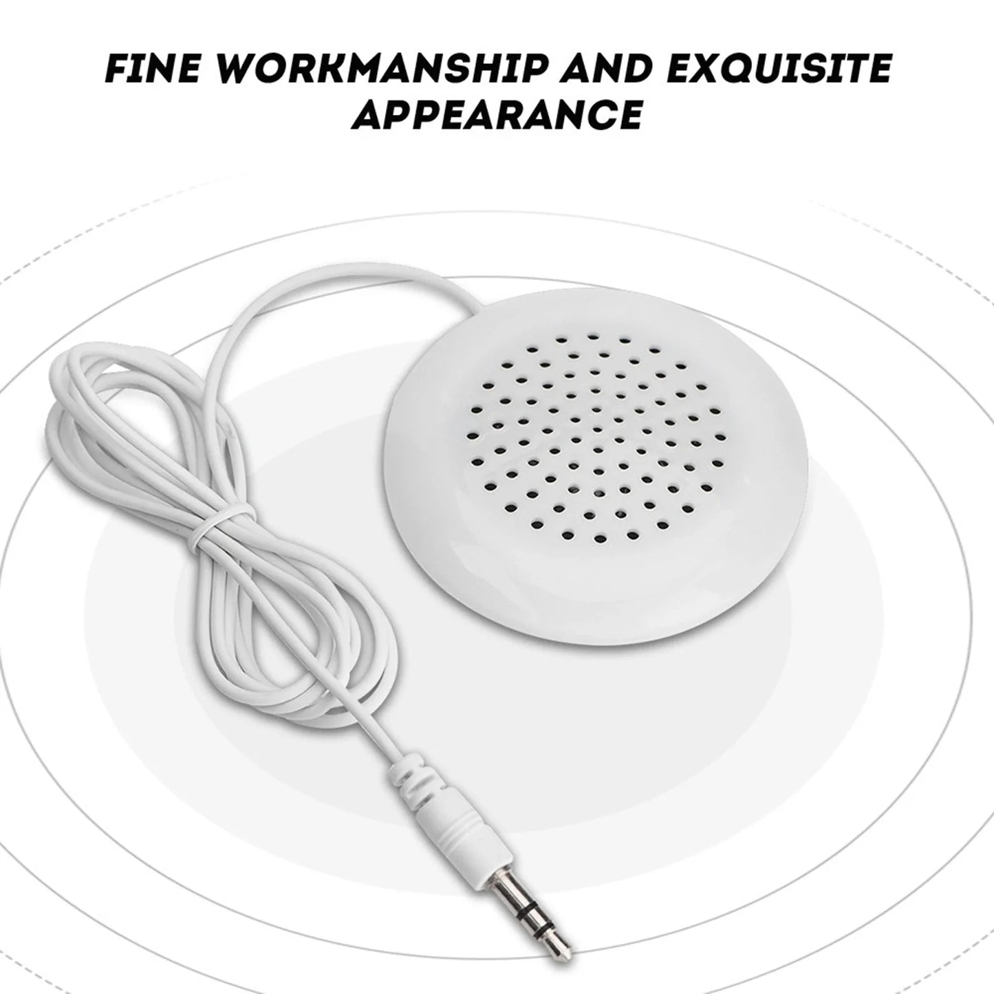 White diy pillow speaker with perforated grille and coiled cable for mp3 phone portable mini stereo speaker use