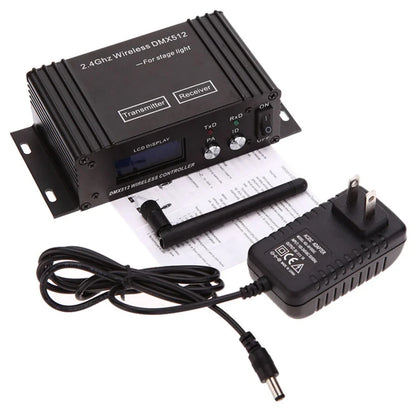 Black 2.4ghz wireless controller receiver with transmitter lcd display power adapter for disco dj party stage lighting