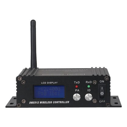Black dmx512 wireless controller receiver with vertical antenna and lcd display for disco dj party stage use eu plug