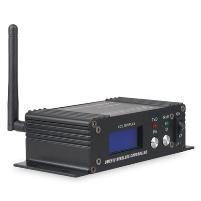 Black dmx512 wireless controller receiver with vertical antenna transmitter lcd display for disco dj party stage lighting