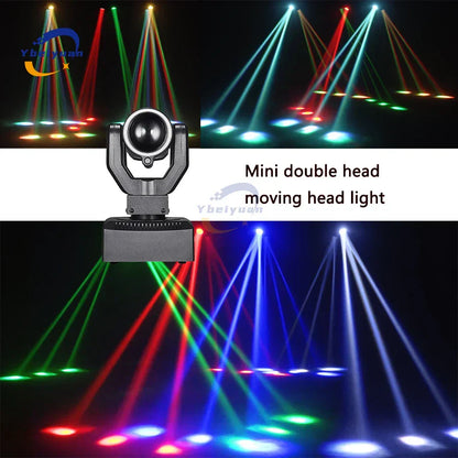 Black double head moving head beam light with metallic finish and adjustable spotlight beams for birthday party effect