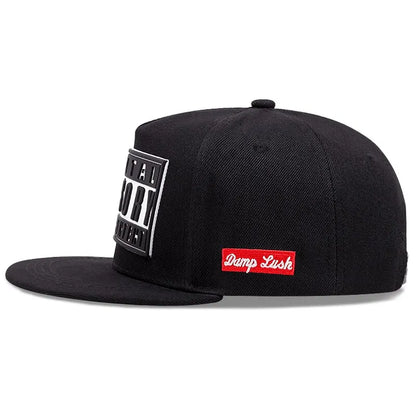 Black cotton baseball cap summer with fashion offset printed white patch total dork and red hip hop adjustable label
