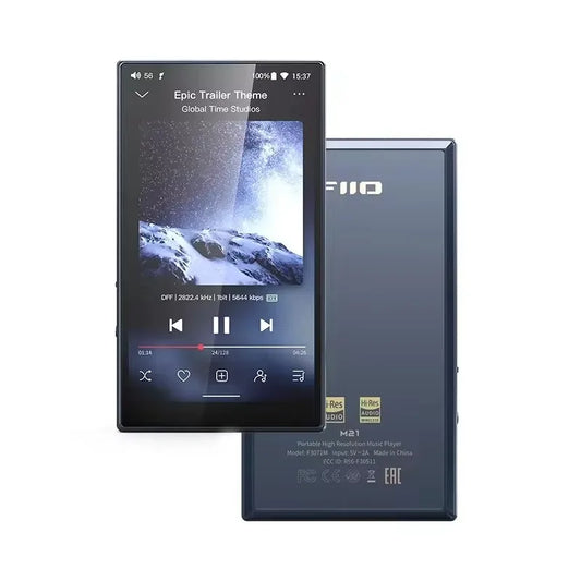 Black fiio m21 portable mp3 player with touchscreen display hi fi high sound player long battery life support bluetooth wifi
