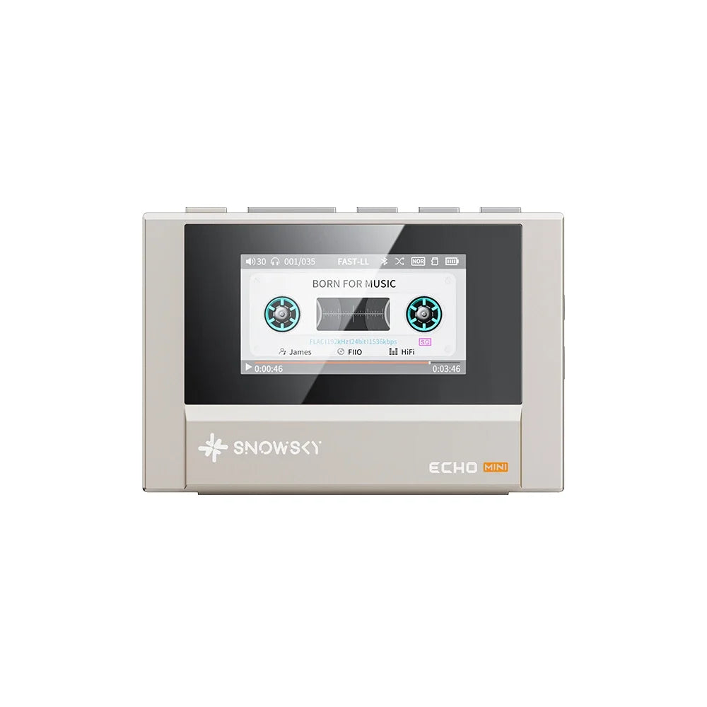 Silver fiio snowsky echo mini walkman 8gb portable music player with touchscreen and custom support dsd cassette interface