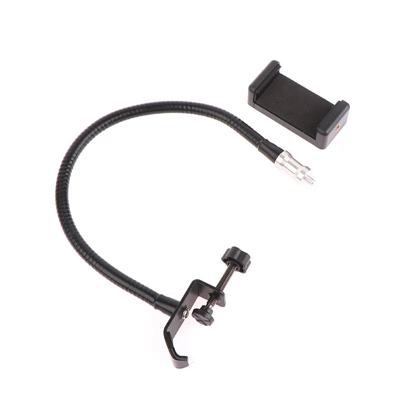 Black flexible microphone gooseneck phone stand with adjustable clamp for radio broadcasting studio live broadcast equipment