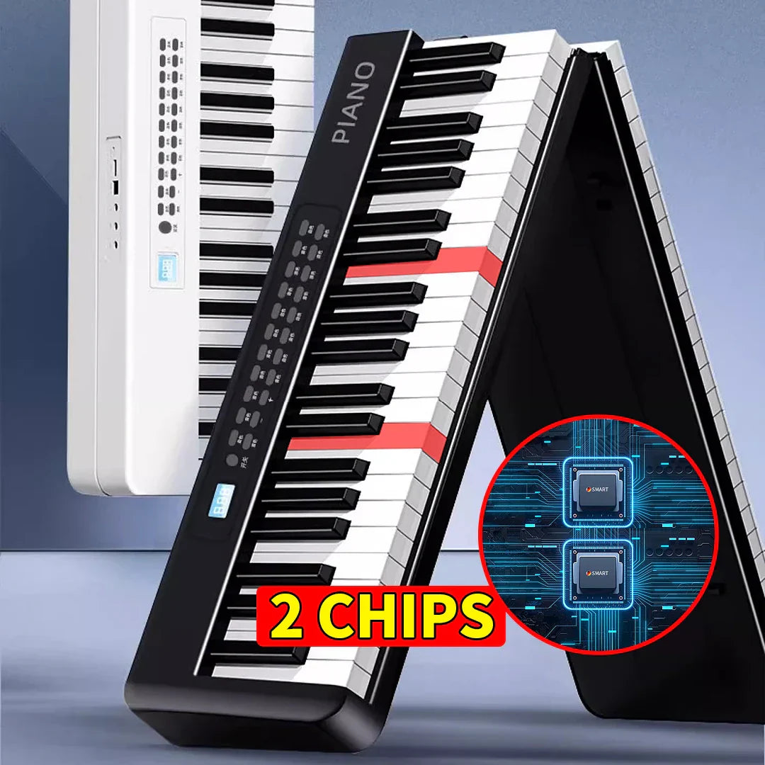 Black and white folding piano 88 keys with two embedded chips musical keyboard professional adult electronic portable