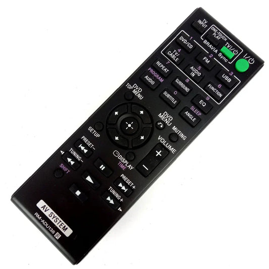 Black plastic remote control rm-adu138 with green power button for dav-tz140 hbd-tz140 ss-ts121 ss-ws121 home theater system
