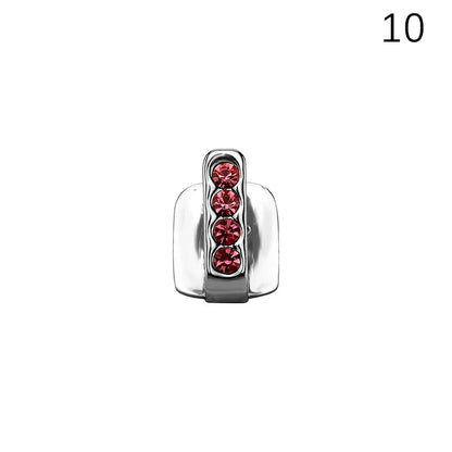 Silver-toned orthodontic retainer clip with four red crystals for new hip hop iced out dental grills jewelry