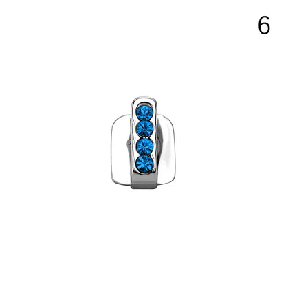 Silver metal earring back with four blue rhinestones for new hip hop dental grills jewelry men women cosplay use