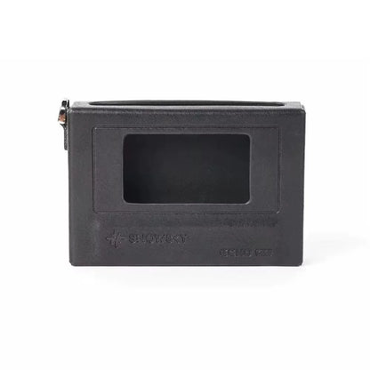 Black textured leather case with rectangular window and embossed branding for fiio snowsky echo mini bluetooth mp3 walkman