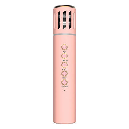 Pink handheld live broadcast microphone with gold accents and control buttons for k20 bluetooth speaker karaoke large capacity