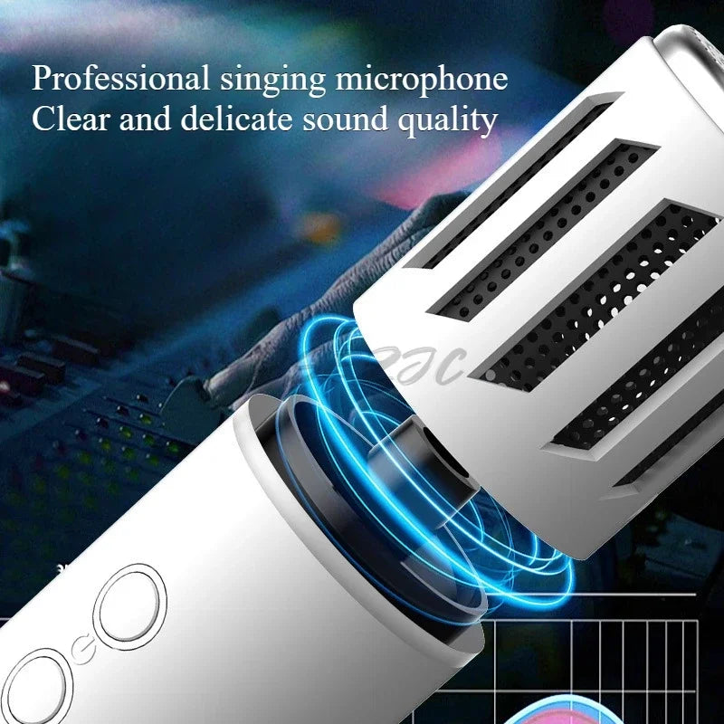 White professional k20 bluetooth speaker live broadcast microphone with perforated grille for karaoke large capacity use